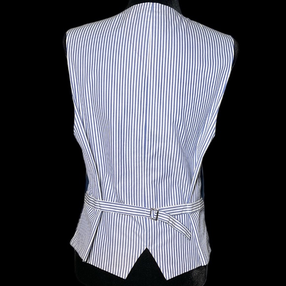 Anne Klein - Blue Denim & Pinstrip Vest - Size 6 - Picture 4 of 5